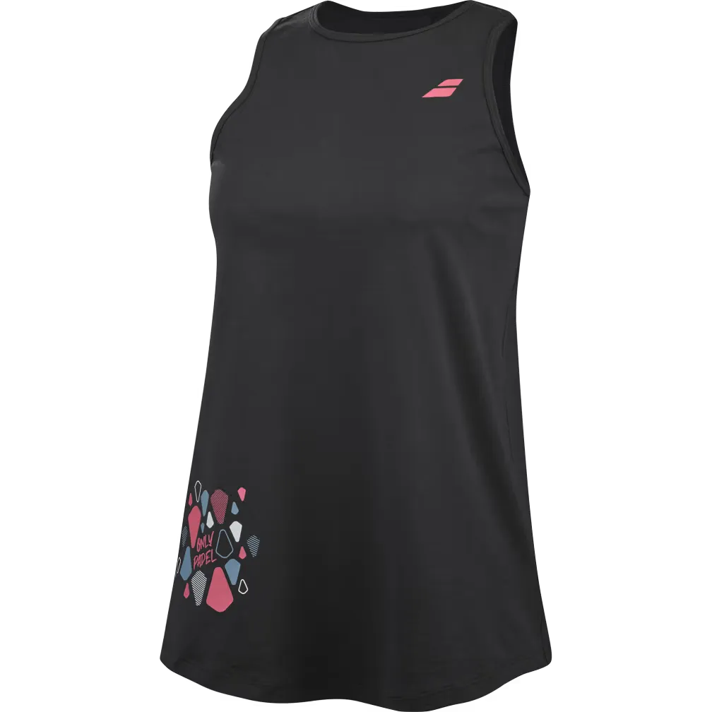 Babolat Camiseta Negra sin mangas Padel Cotton Tank Mujer