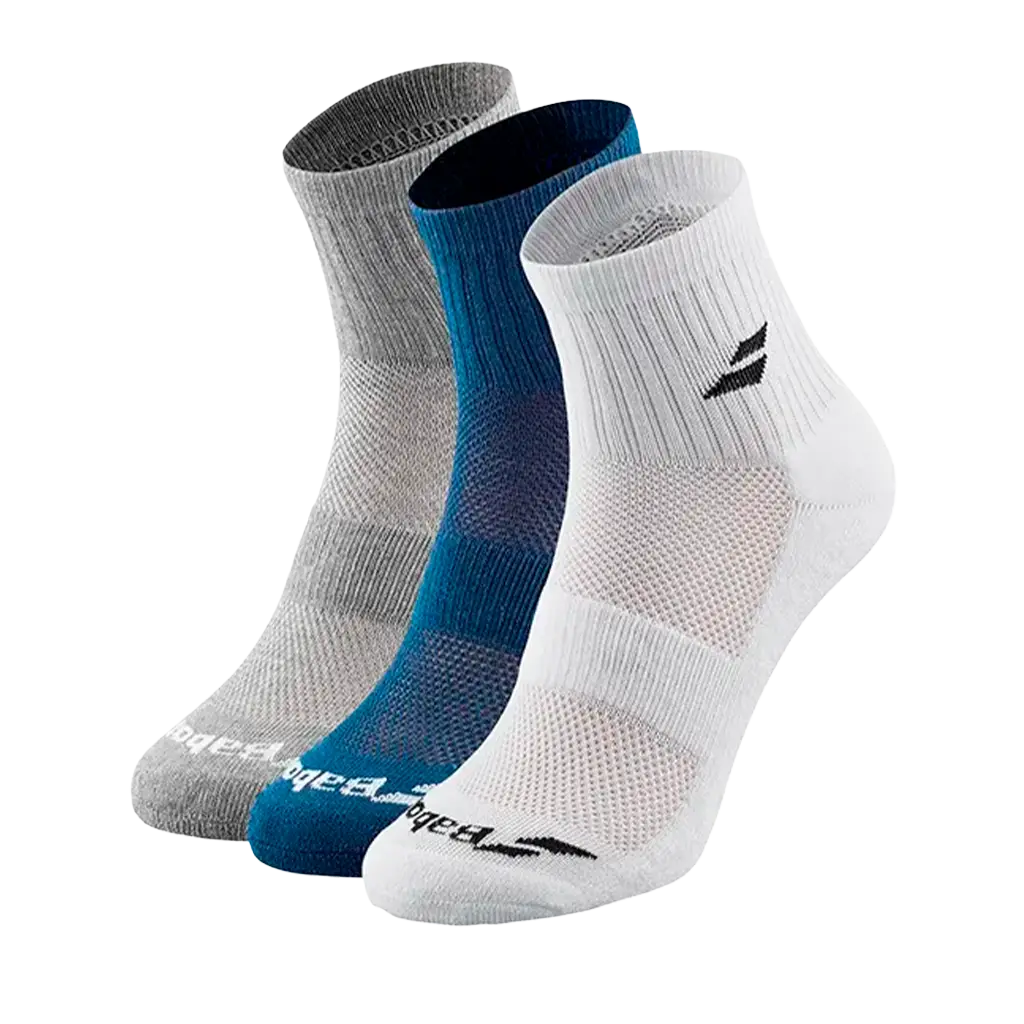 Babolat Quarter Multicolor Socken (3er-Pack) Weiß/Blau/Grau